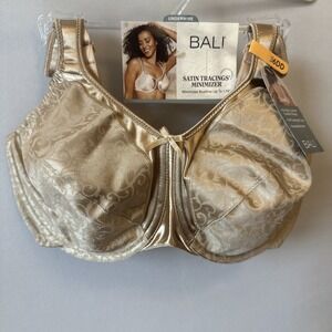 Bali 36DD Bra Minimizer Satin Tracings Nude Beige Underwire Back Closure‎ 3562